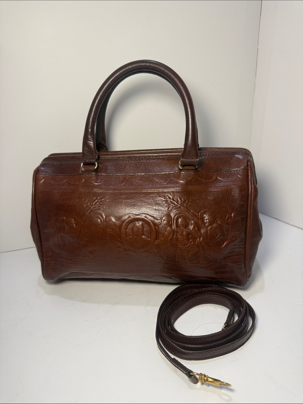 Fendi Rare Vintage S.A.S. Roma Embossed Pictorial Leather Doctor Bag - Picture 2 of 16